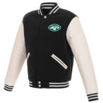 New York Jets NFL Black And White Varsity Jacket