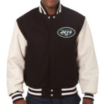 New York Jets NFL Brown And White Varsity Jacket