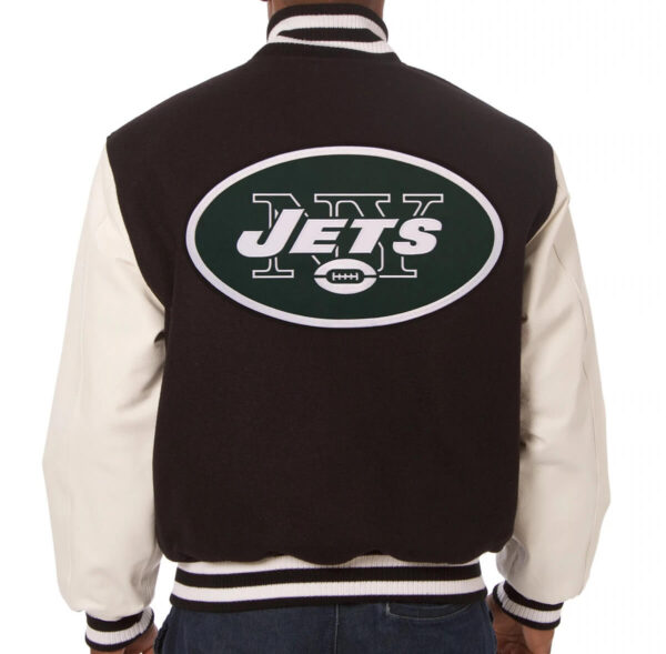 New York Jets NFL Brown And White Varsity Jacket