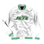 New York Jets NFL Team White Satin Jacket