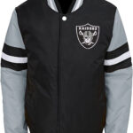 Oakland Raiders Black Grey Bomber Jacket Front