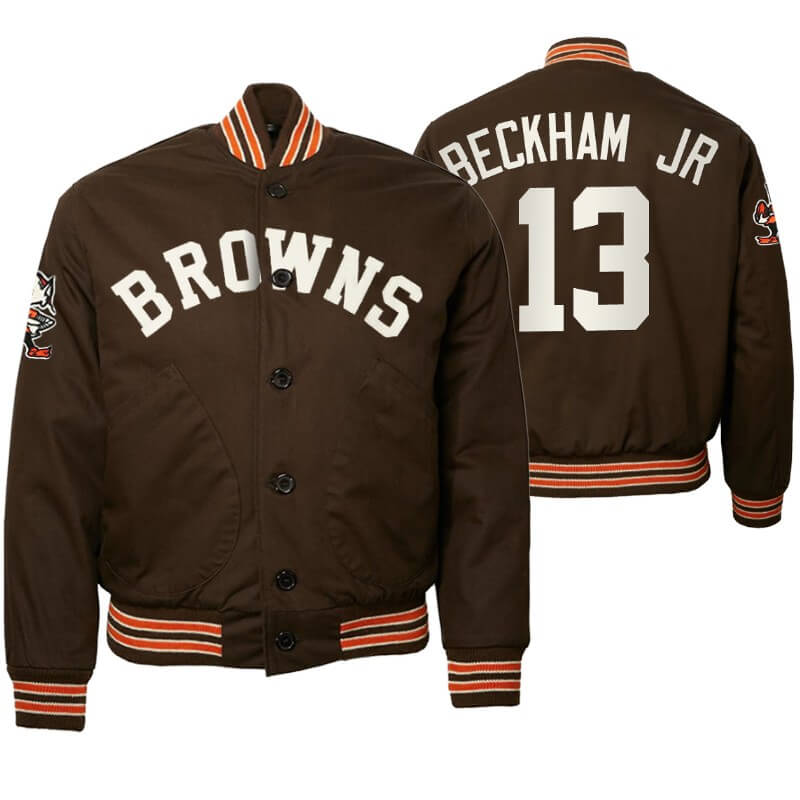 Odell Beckham Jr Cleveland Browns NFL Satin Jacket (1) Odell Beckham Jr Cleveland Browns NFL Satin Jacket