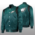 Philadelphia Eagles Midnight Green Black Satin JacketPhiladelphia Eagles Midnight Green Black Satin Jacket Both