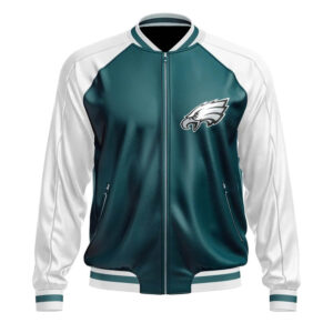 Philadelphia Eagles NFL Leather Bomber Jacket Front
