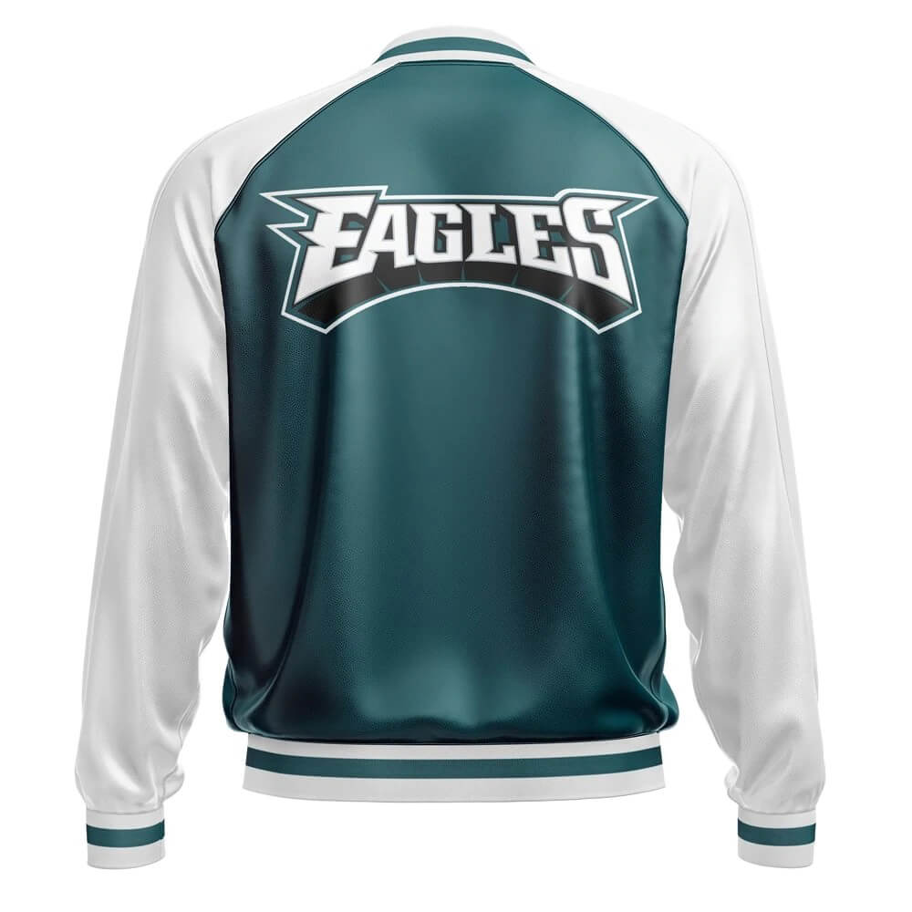 Logo Print Philadelphia Eagles NFL Leather Jacket