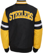 Pittsburg Steelers Black Yellow Bomber Jacket Back