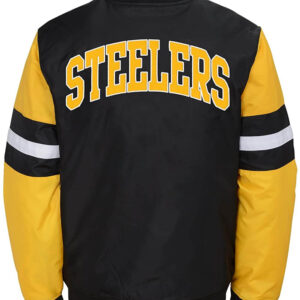 Pittsburg Steelers Black Yellow Bomber Jacket Back