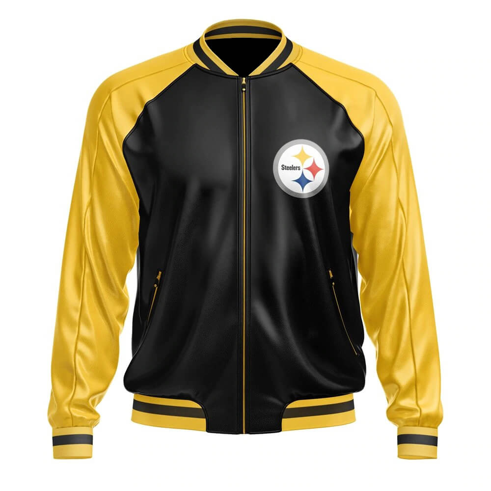 steelers leather bomber jacket