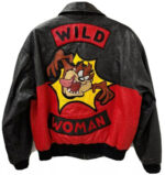 Rare Vintage Looney Tunes TAZ Leather Jacket Back