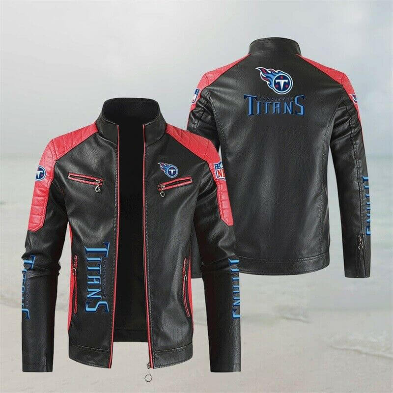 Tennessee Titans NFL Black And Red Leather Jacket (1) Tennessee Titans NFL Black And Red Leather Jacket