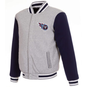 Tennessee Titans NFL Gray And Navy Varsity Jacket
