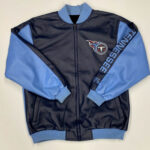 Tennessee Titans NFL Navy And Light Blue Leather Jacket