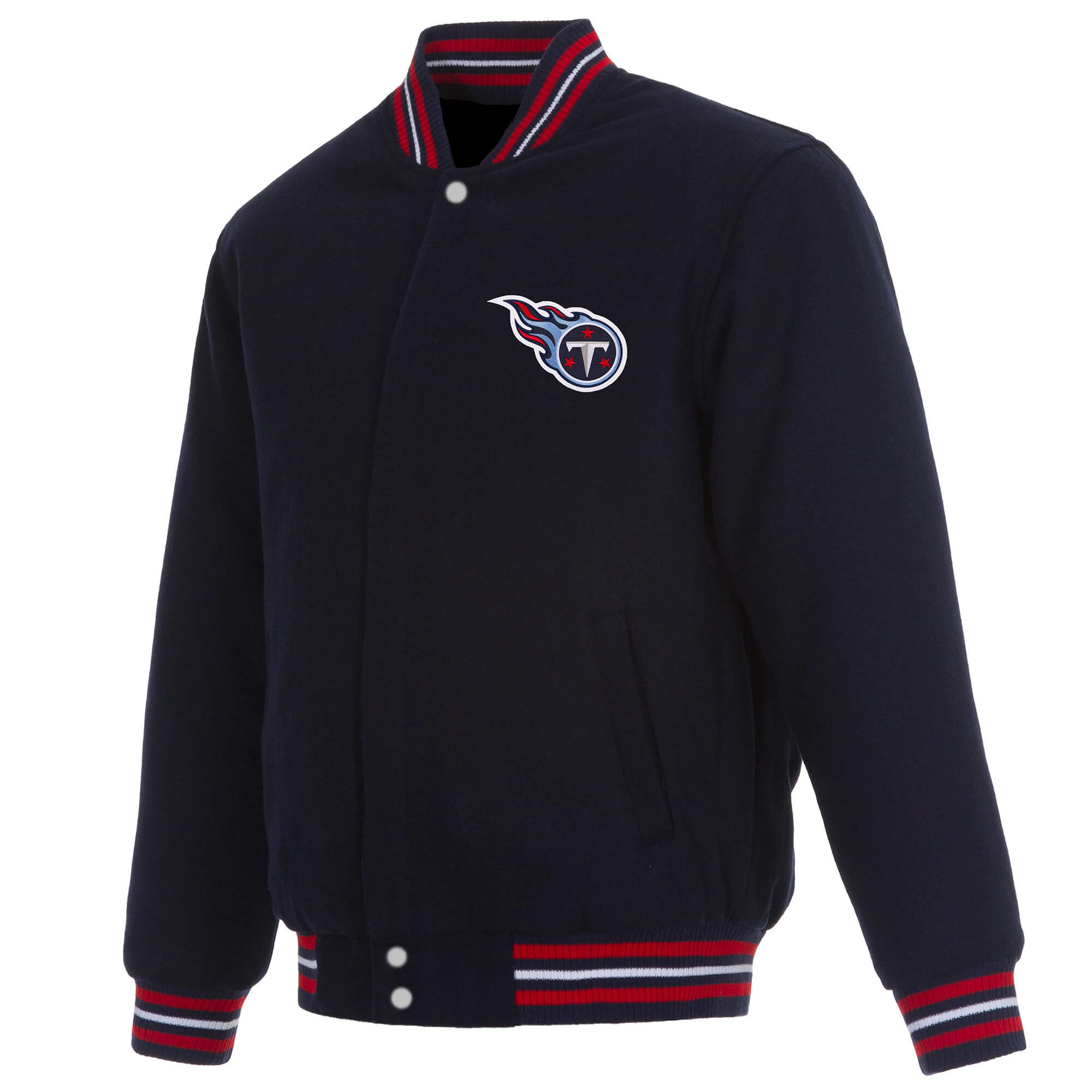 Tennessee Titans NFL Navy Blue Varsity Jacket (1) Tennessee Titans NFL Navy Blue Varsity Jacket