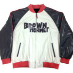 Vintage Brown Hornet Junkyard Gang Leather Jacket Front