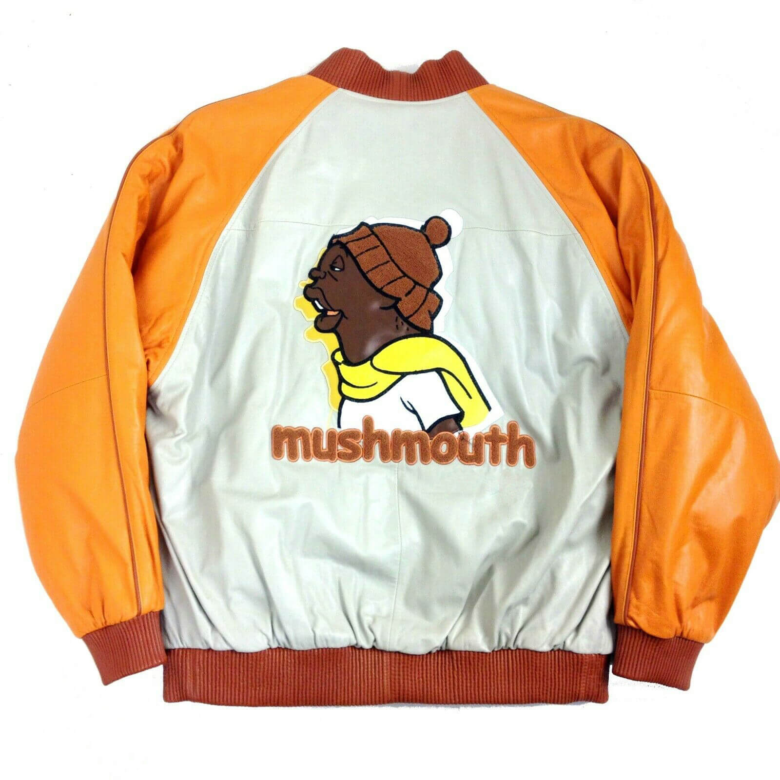 Vintage Mushmouth White And Orange Leather Jacket (4) Vintage Mushmouth White And Orange Leather Jacket