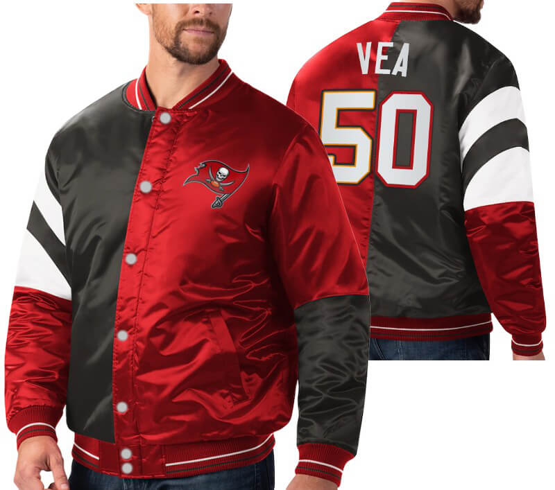 Vita Vea 50 Tampa Bay Buccaneers NFL Satin Jacket (1) Vita Vea 50 Tampa Bay Buccaneers NFL Satin Jacket