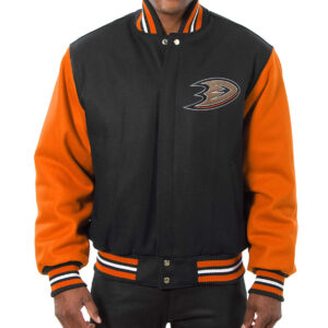 Anaheim Ducks Black Orange Two Tone Wool Jacket