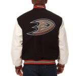 Anaheim Ducks Black Two Tone Wool Leather Jacket