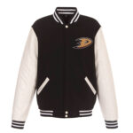 Anaheim Ducks Black White JH Design Varsity Jacket