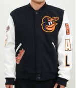 Baltimore Orioles Black And White Letterman Jacket