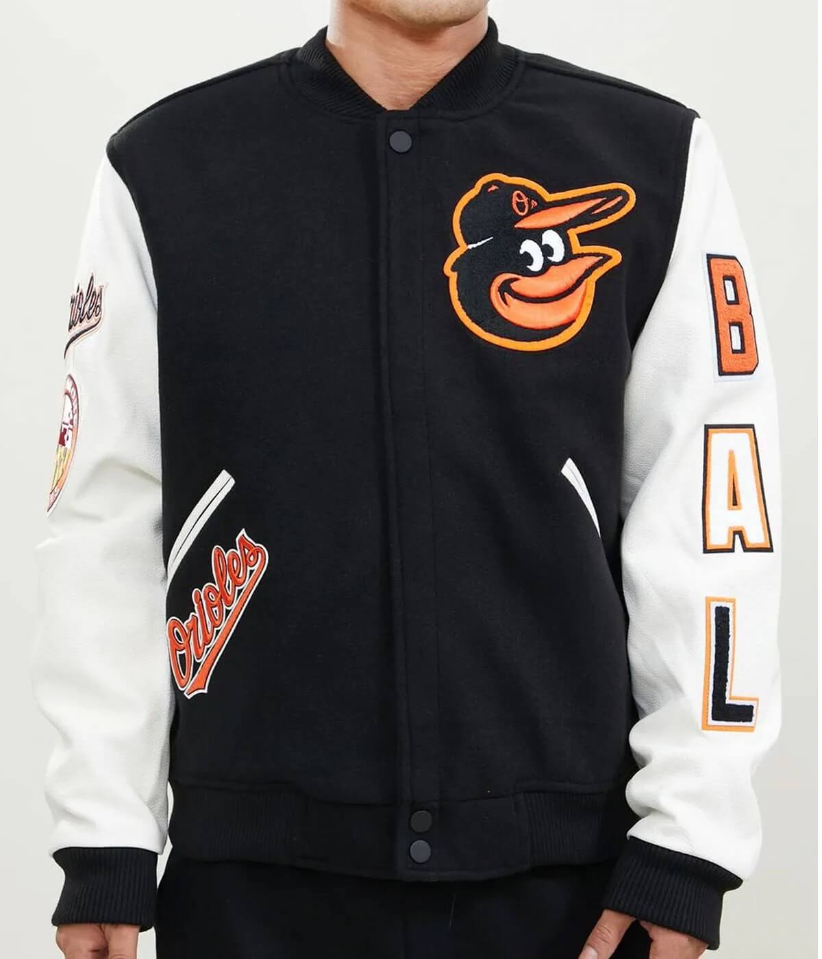 Baltimore Orioles Black And White Letterman Jacket (1) Baltimore Orioles Black And White Letterman Jacket