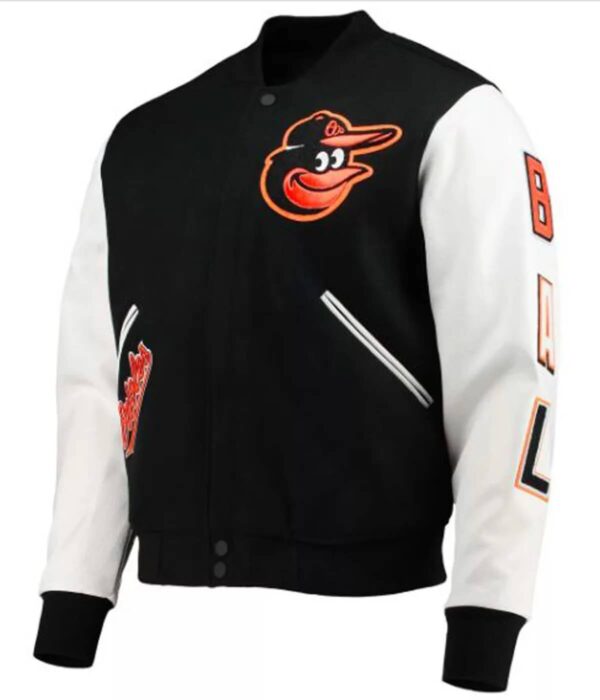 Baltimore Orioles Black And White Letterman Jacket