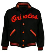 Black Baltimore Orioles 1966 Varsity Wool Jacket