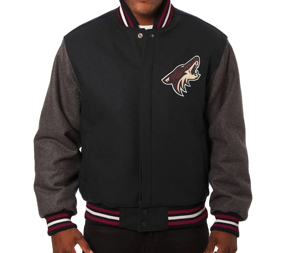 Black Gray Arizona Coyotes Two Tone Wool Jacket (1) Black Gray Arizona Coyotes Two Tone Wool Jacket