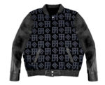 Black JH Monogram Wool And Leather Jacket