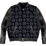 Black JH Monogram Wool And Leather Jacket