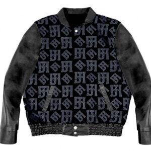 Black JH Monogram Wool And Leather Jacket