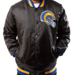 Black Los Angeles Rams NFL Satin Jacket