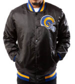Black Los Angeles Rams NFL Satin Jacket