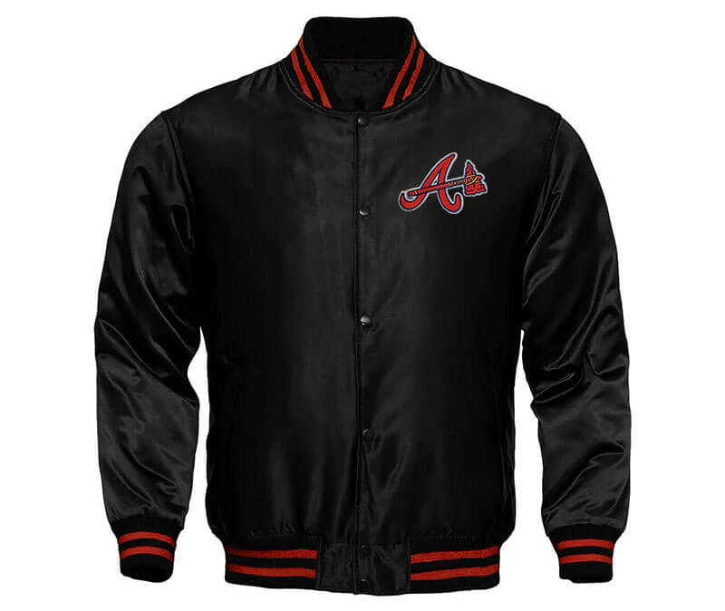 Black MLB Atlanta Braves Locker Room Satin Jacket (1) Black MLB Atlanta Braves Locker Room Satin Jacket