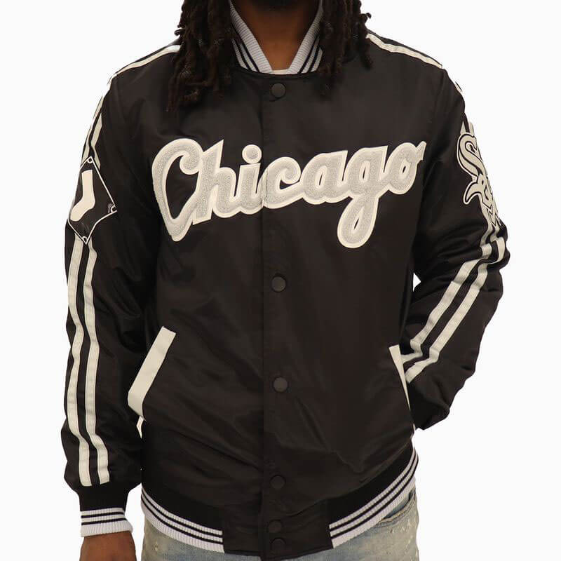 Black MLB Chicago White Sox Satin Jacket (1) Black MLB Chicago White Sox Satin Jacket