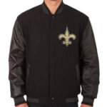 Black New Orleans Saints NFL Varsity Jacket