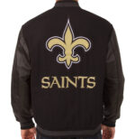 Black New Orleans Saints NFL Varsity Jacket