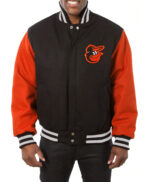Black Orange MLB Baltimore Orioles Varsity Jacket