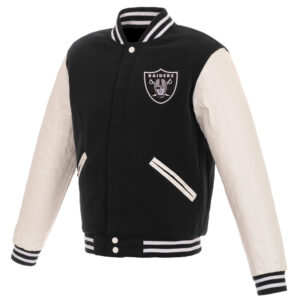 Black White Las Vegas Raiders NFL Varsity Jacket