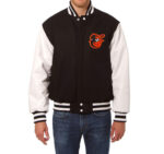 Black White MLB Baltimore Orioles Varsity Jacket
