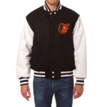 Black White MLB Baltimore Orioles Varsity Jacket