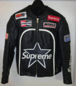 Black White Supreme Leather Jacket