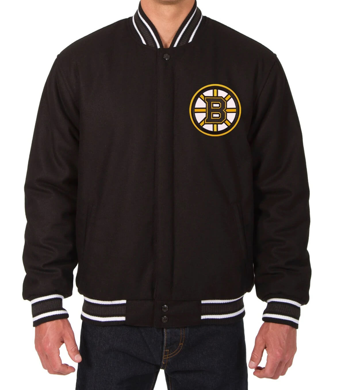 Boston Bruins Black NHL Wool Jacket (2) Boston Bruins Black NHL Wool Jacket