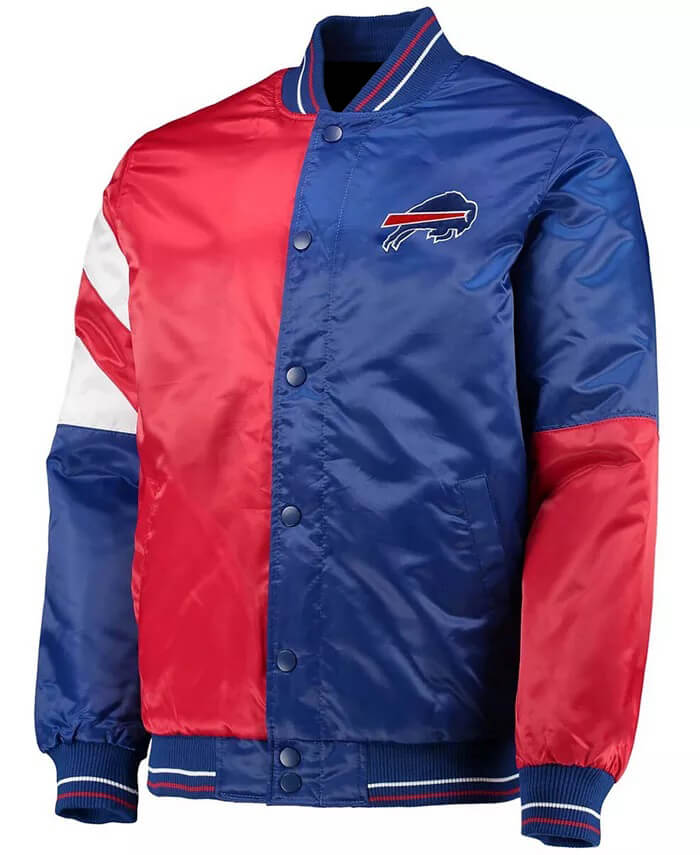 Buffalo Bills Royal Red Tricolor NFL Satin Jacket (1) Buffalo Bills Royal Red Tricolor NFL Satin Jacket