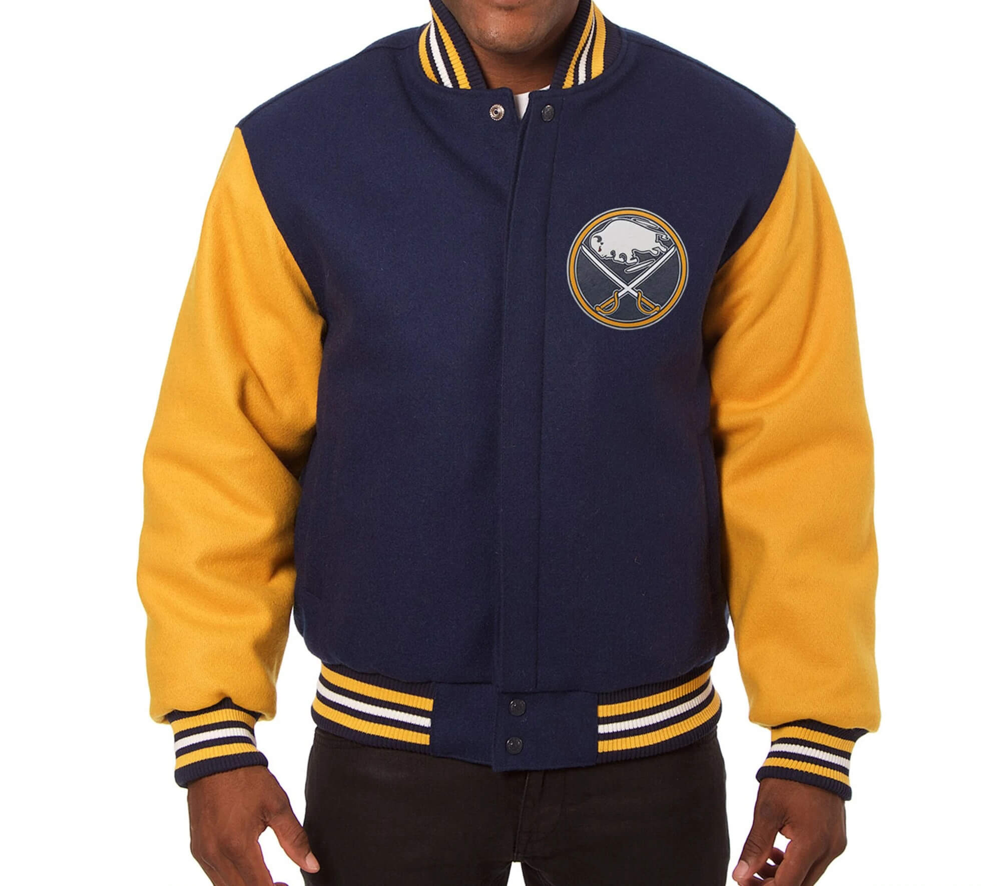Buffalo Sabres Navy Gold Two Tone Wool Jacket (1) Buffalo Sabres Navy Gold Two Tone Wool Jacket