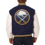 Buffalo Sabres Navy Two Tone Wool Leather Jacket