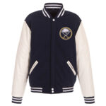 Buffalo Sabres Two Tone Wool Leather Jacket