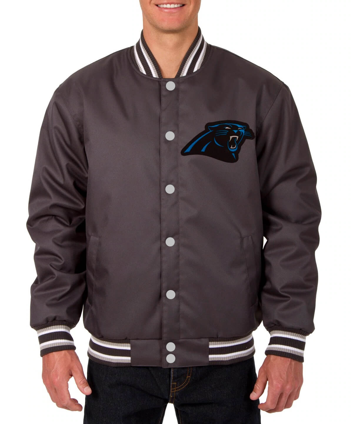 Carolina Panthers Charcoal NFL Textile Jacket (1) Carolina Panthers Charcoal NFL Textile Jacket