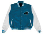 Carolina Panthers NFL Blue White Varsity Jacket Front