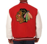 Chicago Blackhawks Two Tone Wool and Leather Jacket